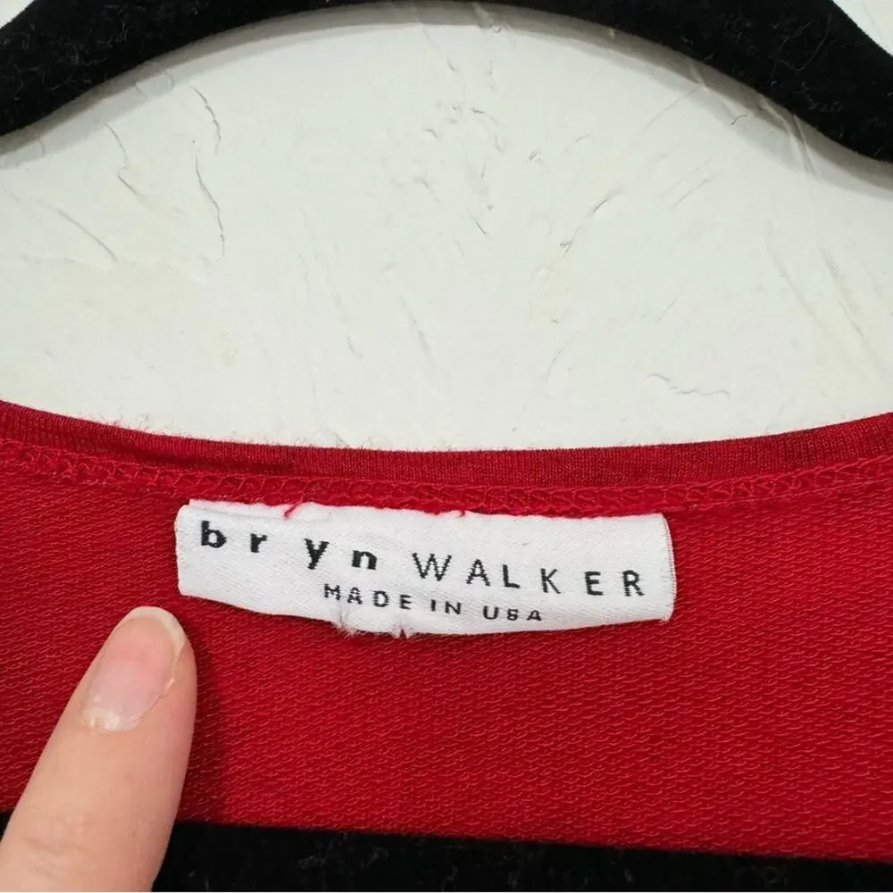 Bryn Walker Red Asymmetrical Hem Lagenlook Blouse Womens L Casual Long Sleeve